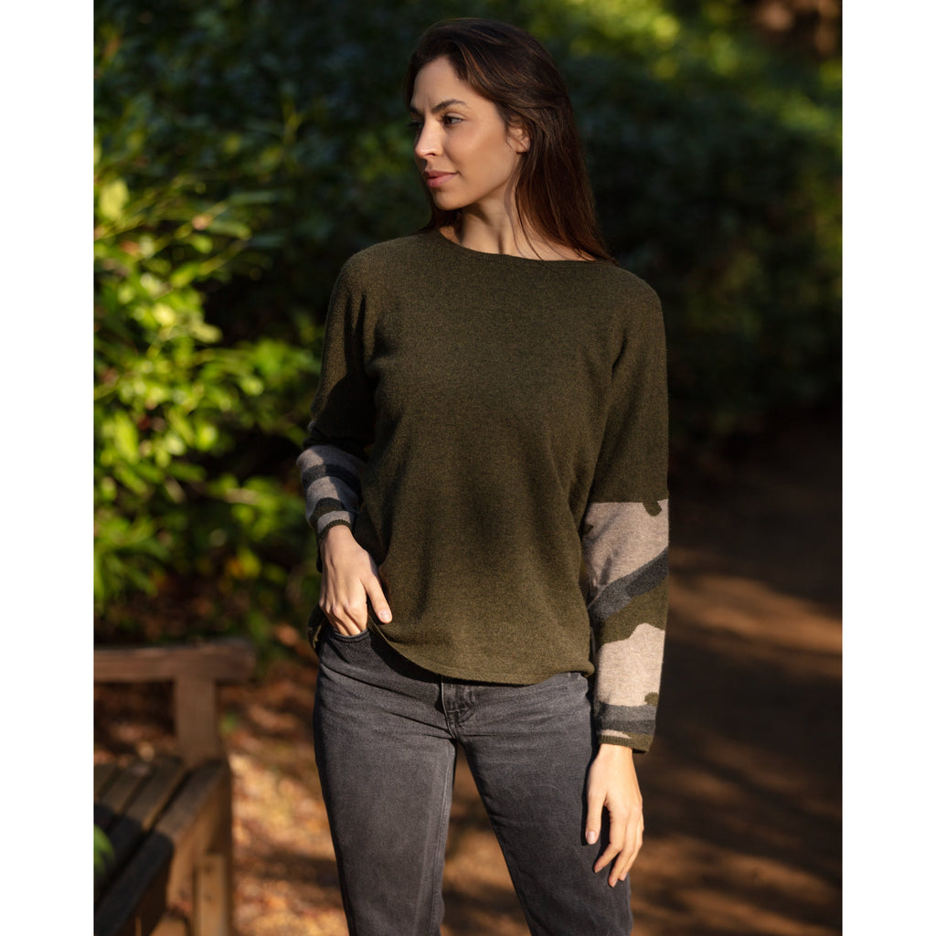 The Pure Cashmere Camouflage Intarsia Crew Neck