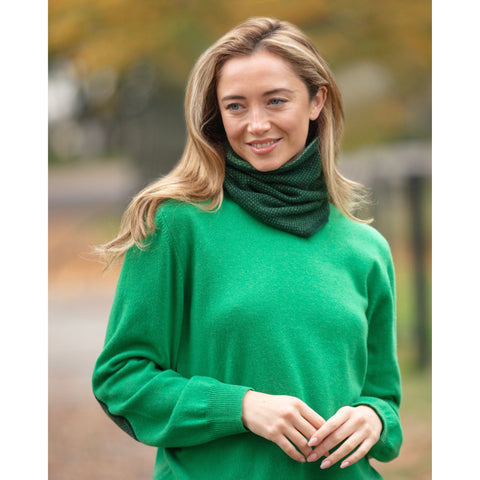 Green Dotted Cashmere and Merino Snood