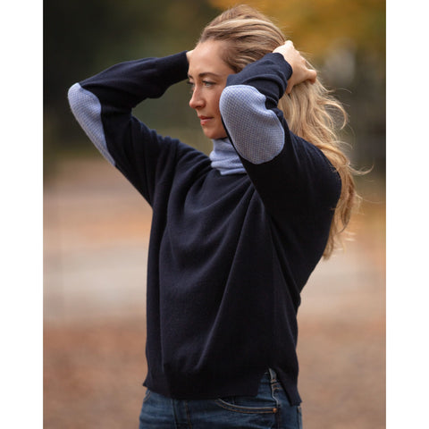 Dotted Fairisle Elbow Patched Crew Neck