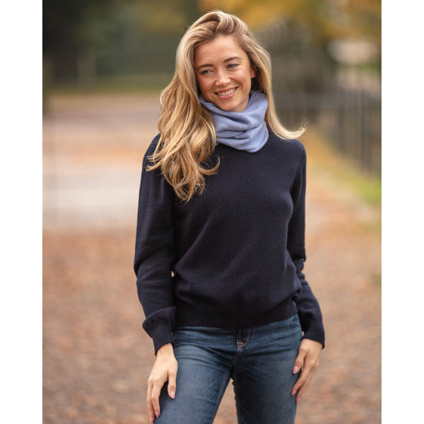 Light Denim Dotted Cashmere and Merino Snood
