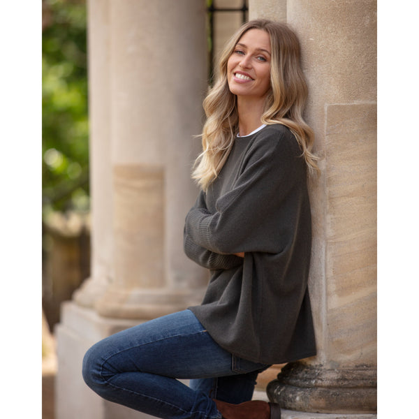 Military Grey The Badminton Crew Neck with Rib Cuffs