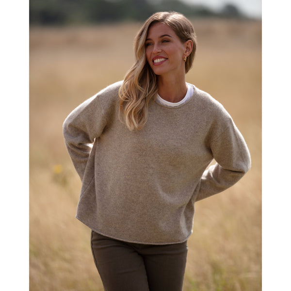 Natural Beige Pure Cashmere Supersoft Chunky Crew