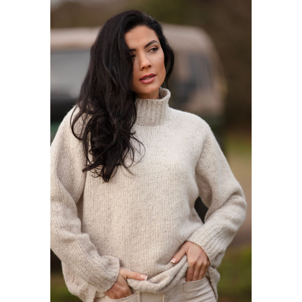 Cashmere and Merino Tweed High Neck