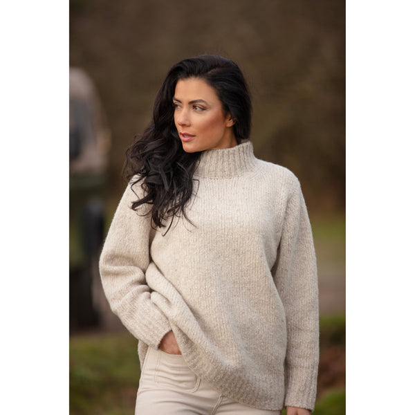 Cashmere and Merino Tweed High Neck