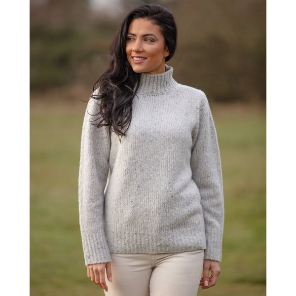 Cashmere and Merino Tweed High Neck