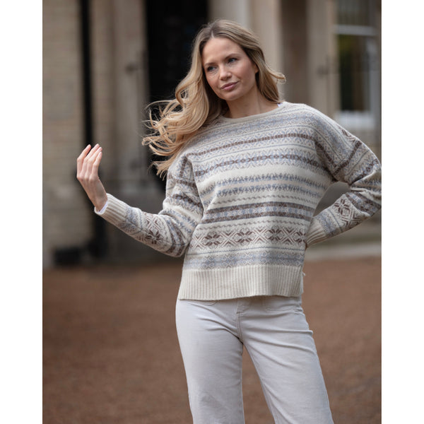 4 ply Fairisle Cropped Fairisle Crew Neck