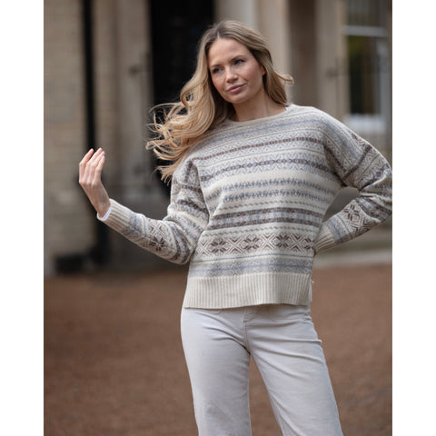 4 ply Fairisle Cropped Fairisle Crew Neck