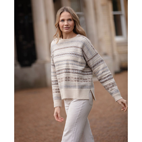 4 ply Fairisle Cropped Fairisle Crew Neck