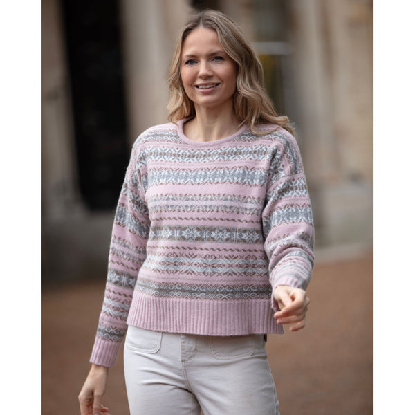 4 ply Fairisle Cropped Fairisle Crew Neck