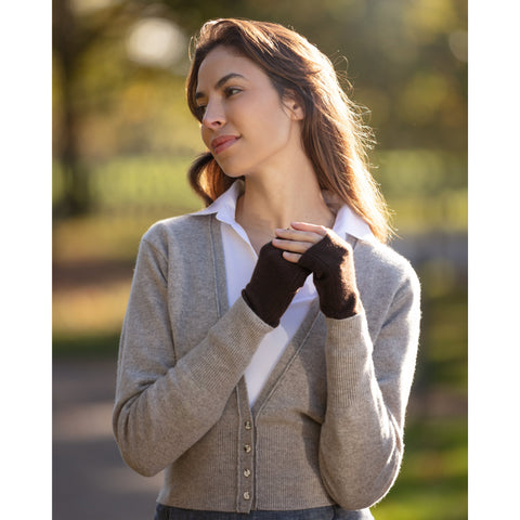 Dark Brown Merino Wool and Cashmere Hand warmers